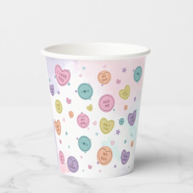 Sweetheart Candy Valentine Birthday Paper Cups (Front)