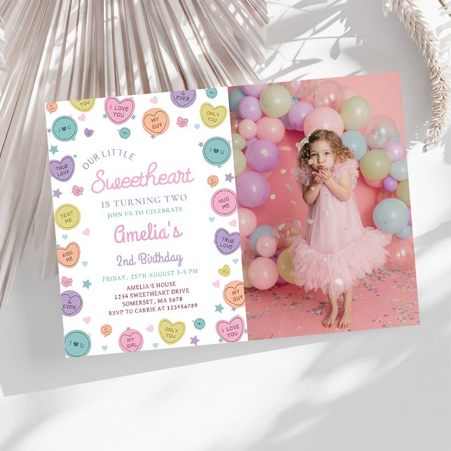 Sweetheart Candy Valentine Birthday Photo Invitation (Creator Uploaded)