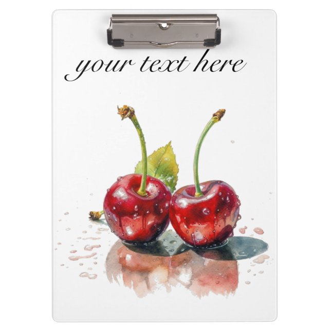Sweetheart Cherries in Watercolor, custom Clipboard (Front)