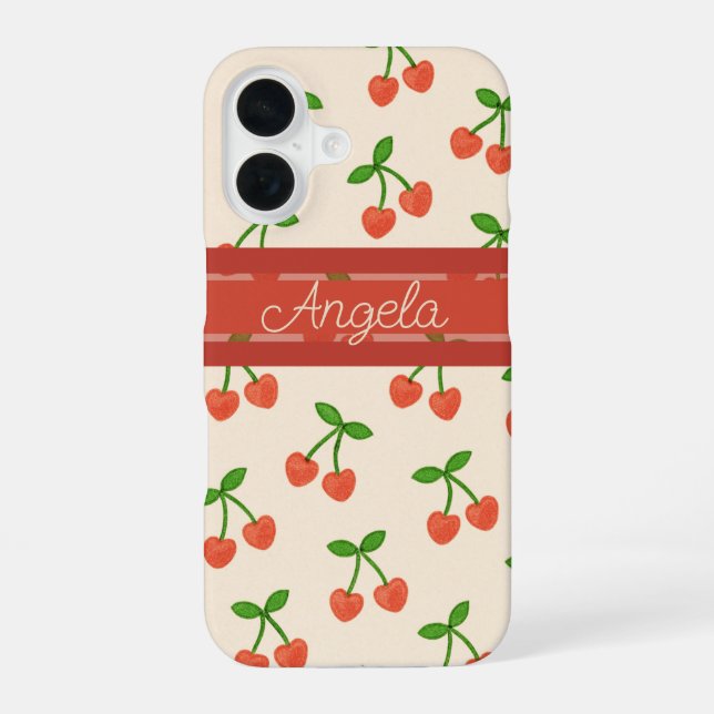 Sweetheart Cherries iPhone 16 Case (Back)