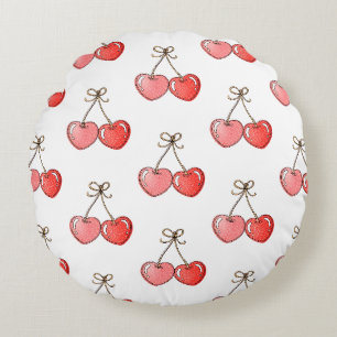 Sweetheart Cherries Round Cushion