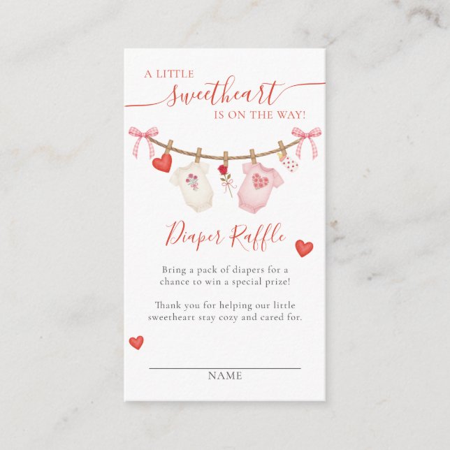 Sweetheart Clothesline Diaper Raffle  Enclosure Card (Front)