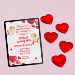 Sweetheart & Cupids 1st Birthday Invitation