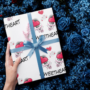  Sweetheart Custom text comic book style  heart Wrapping Paper