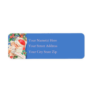 Sweetheart Days Santa Bell Ornament Vintage Return Address Label