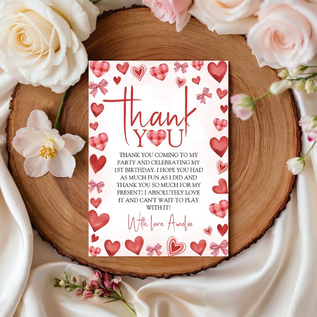Sweetheart First Birthday Thank You Card (Creator Uploaded)