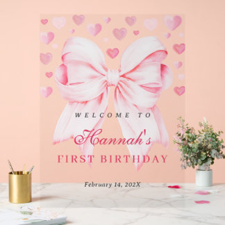 Sweetheart First Birthday Welcome Acrylic Sign