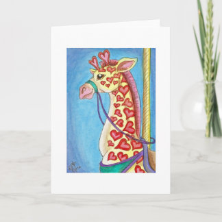 Sweetheart Giraffe Valentine's Carousel Animal Holiday Card