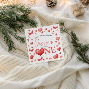 Sweetheart Heart One Birthday Napkin