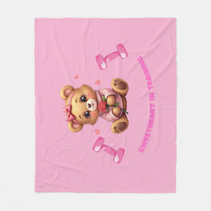 Sweetheart in Training – Cute Baby Bear Valentine Fleece Blanket