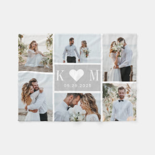 Sweetheart Initials Editable Colour Collage Blanke Fleece Blanket