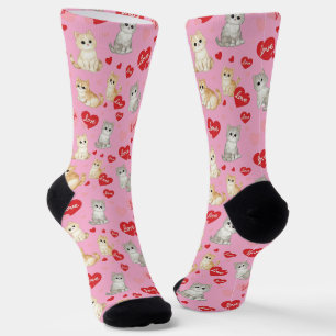 Sweetheart Kitten Valentine's Day Crew Socks