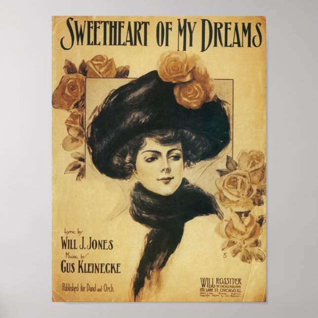 Sweetheart of My Dreams Vintage Songbook Cover Poster (Front)