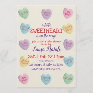 Sweetheart on the Way, Candy Baby Shower Invitation