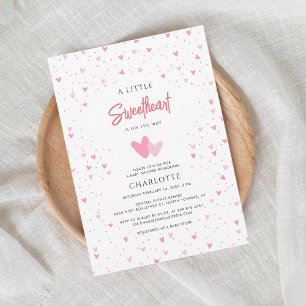 Sweetheart on the Way Girl Baby Shower Invitation