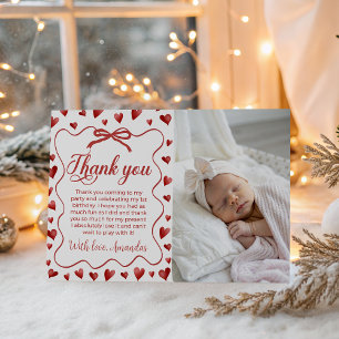Sweetheart Photo Thank You Card First Birthday