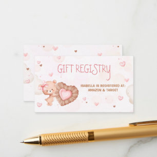 Sweetheart Pink Baby Shower Gift Registry Card