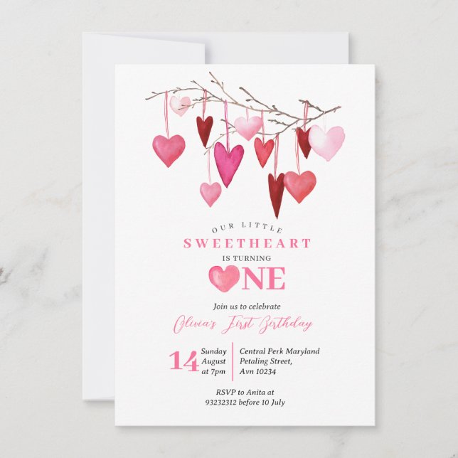 Sweetheart Pink Balloon Valentine Birthday Invitation (Front)