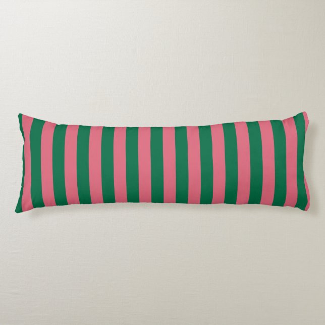 Sweetheart Pink Pickle Green Stripe Body Cushion (Front)