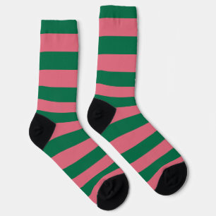 Sweetheart Pink Pickle Green Stripe Socks