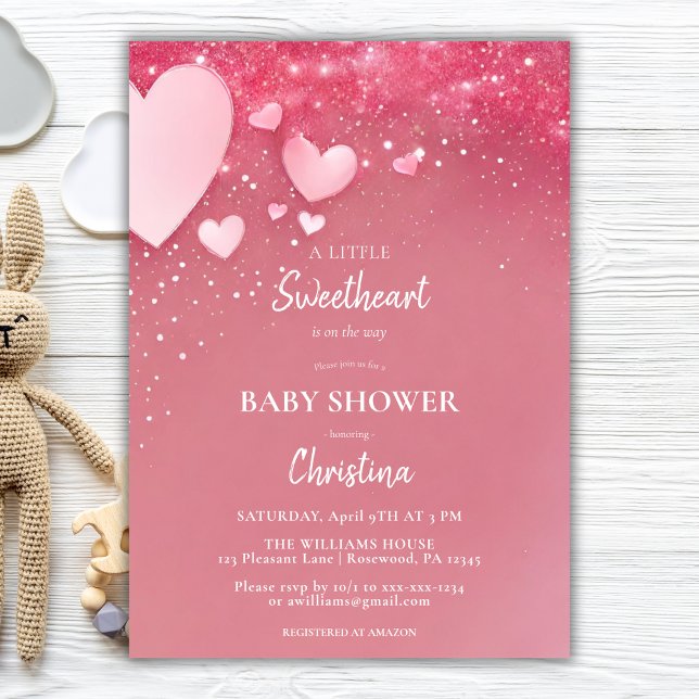 Sweetheart Pink Valentine Baby Shower Invitation (Creator Uploaded)