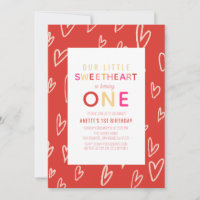 Sweetheart Red Hearts Valentine's Day 1st Birthday