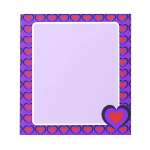 Sweetheart Red & Purple Hearts  Notepad