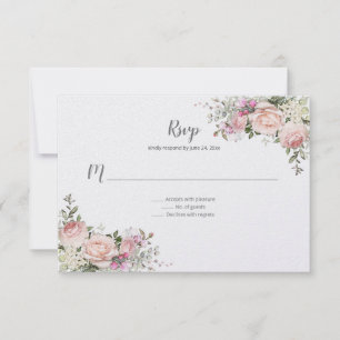 Sweetheart Roses Pink Frame Floral RSVP Card