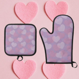 Sweetheart Sprinkle   Lavender Heart Oven Mitt & Pot Holder Set