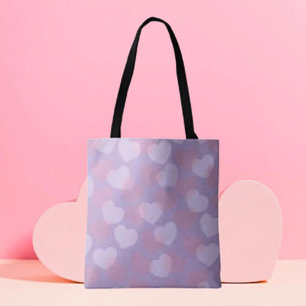 Sweetheart Sprinkle   Lavender Heart Pattern Tote  Bag