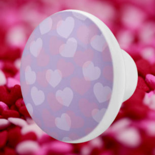 Sweetheart Sprinkle   Pink & White Hearts Ceramic Knob