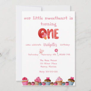 Sweetheart Valentine 1st Birthday Invitation
