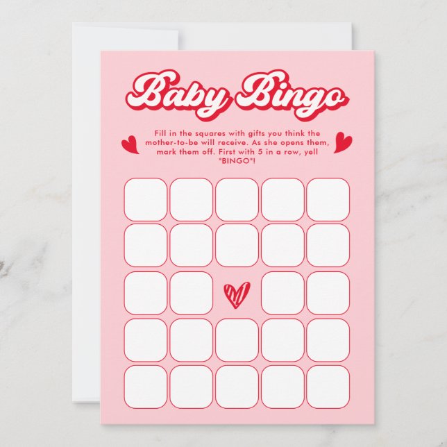 Sweetheart Valentine Baby Shower Baby Bingo Game Invitation (Front)