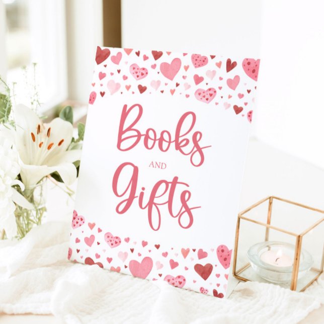 Sweetheart Valentine Books and Gifts Baby Shower Pedestal Sign (Creator Uploaded)