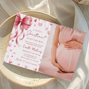 Sweetheart Valentine Bow Baby Shower Photo Invitation