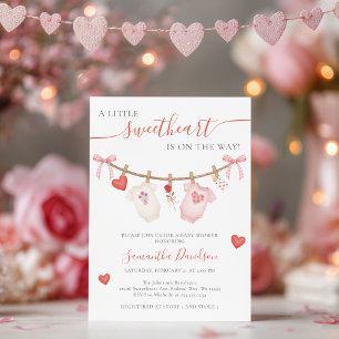 Sweetheart Valentine Clothesline Baby Shower Invitation
