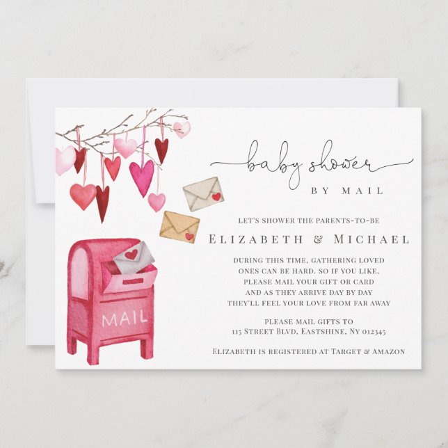 Sweetheart Valentine Cupid Baby Shower By Mail Invitation (Front)