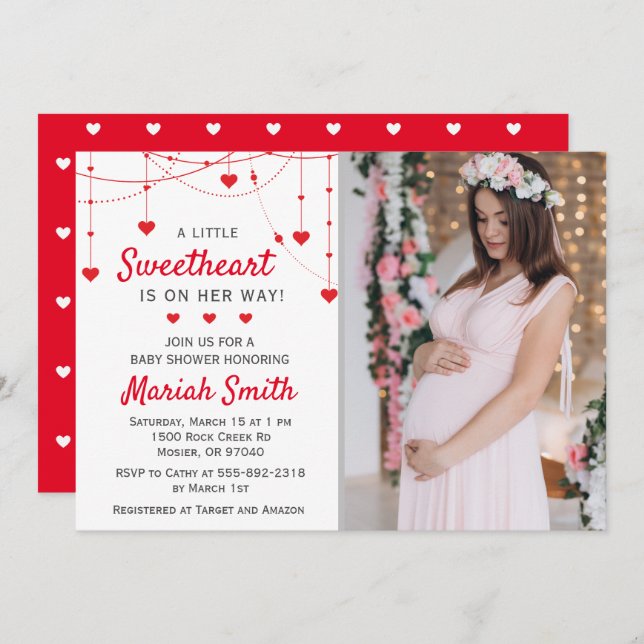 Sweetheart Valentine February Girl Boy Baby Shower Invitation (Front/Back)