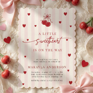 Sweetheart Valentine Girl Baby Shower Invitation