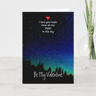 Sweetheart Valentine Love you more than all Stars Holiday Card