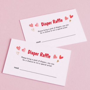 Sweetheart Valentines Baby Shower Diaper Raffle Enclosure Card