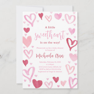 Sweetheart Valentines Baby Shower Invitation