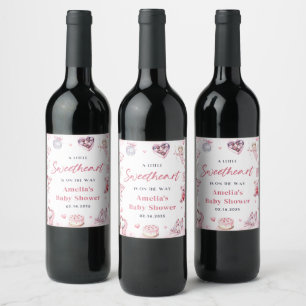 Sweetheart Valentine's Day Baby Shower Wine Label