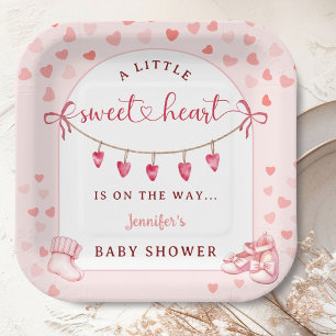 Sweetheart Valentine's Day Girl Baby Shower Paper Plate