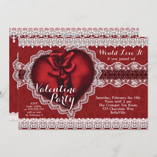 Sweetheart Valentine's Day Party Invitation (Front/Back)