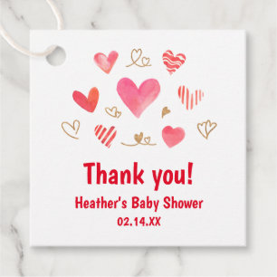 Sweetheart Valentines's Day Baby Shower Thank You Favour Tags