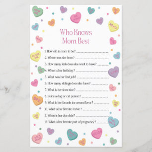 Sweetheart Who Knows Mum Best Baby Shower Game
