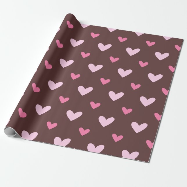 Sweetheart Wrapping Paper – Pink & Blush Hearts (Unrolled)