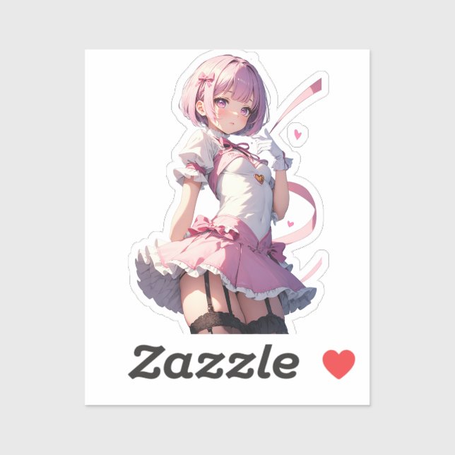 Sweethearted Pink-Haired Anime Beauty (Sheet)