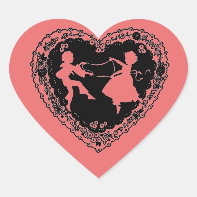 SWEETHEARTS DANCING RETRO VALENTINE'S Sticker (Front)